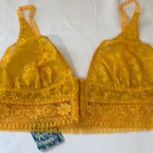 Free People Yellow Gold Lace Bralette